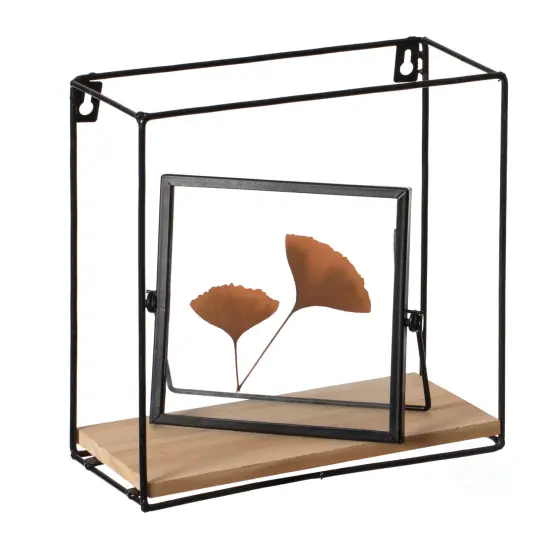 Wooden Board with Metal Frame Wall Mount Floating Shelf for The Living Room, Dining Room, or Office {1}