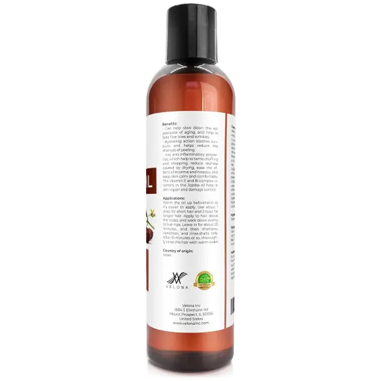 Jojoba Oil - 8 oz (With Pump) | 100% Pure and Natural | Golden, Unrefined, Cold Pressed, Hexane Free | Moisturizing Face, Hair, Body, Skin Care, Stretch Marks, Cuticles {3}