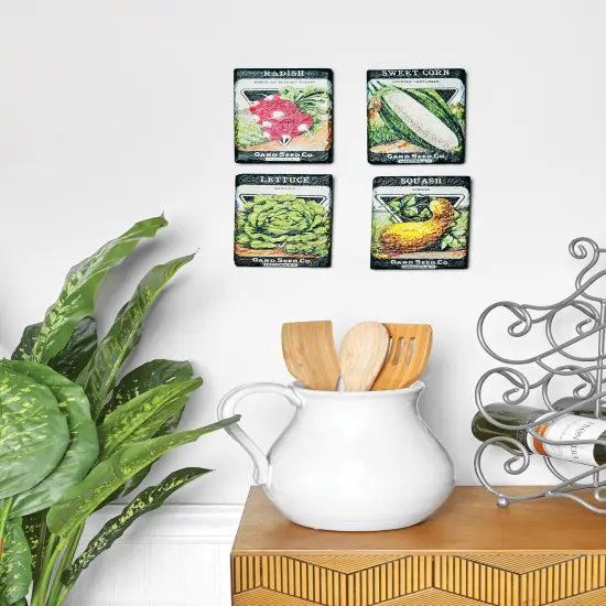 Veggie Seed Pack Wall Art S/4 4.25 x 0.25 x 6.25 Inches. {3}