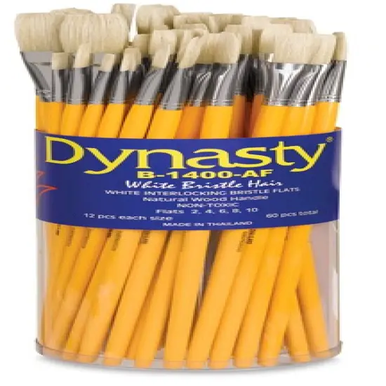 Dynasty Natural White Bristle Brush Set - Flats, Set of 60 {1}