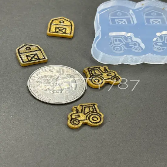 Farm & Tractor Stud Earring Silicone Mold (B13) {2}