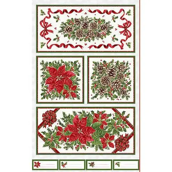 Evergreen Bows Panel White 27 x 44 Christmas Cotton Fabric by Maywood Studio {1}