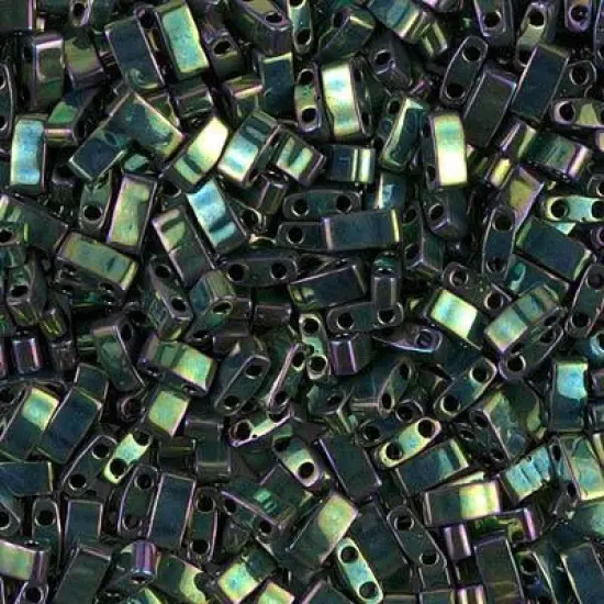 Miyuki Half Tila Bead, HTL-0468, Metallic Malachite Green Iris {1}