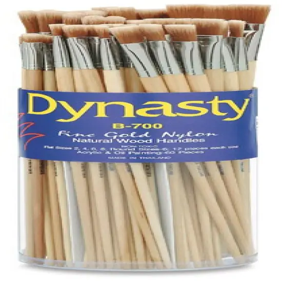 Dynasty Dupont Tynex Gold Nylon Acrylic Brush Canister - Assorted Brushes, Set of 60 {2}