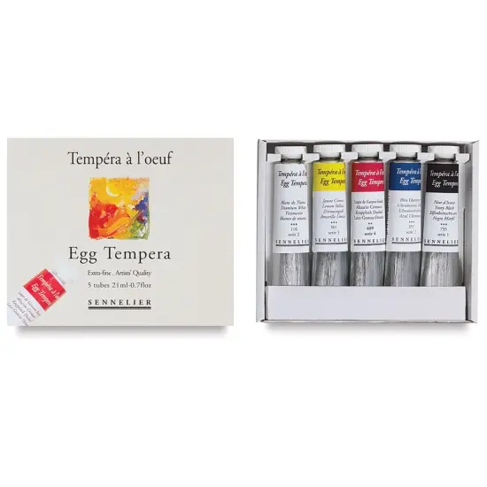 Sennelier Artists Egg Tempera - Assorted, Set of 5 colors, 21ml tubes {1}