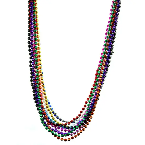 Mardi Gras Beads Necklaces - Assorted Colors Gasparilla Beaded Costume Necklace For Party - 144 Necklaces {5}