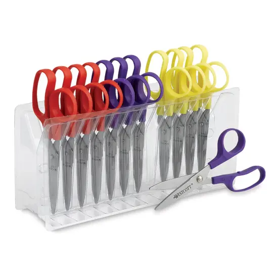 Acme Kleencut Kids' Scissors - Set of 12, with Rack, Pointed {1}
