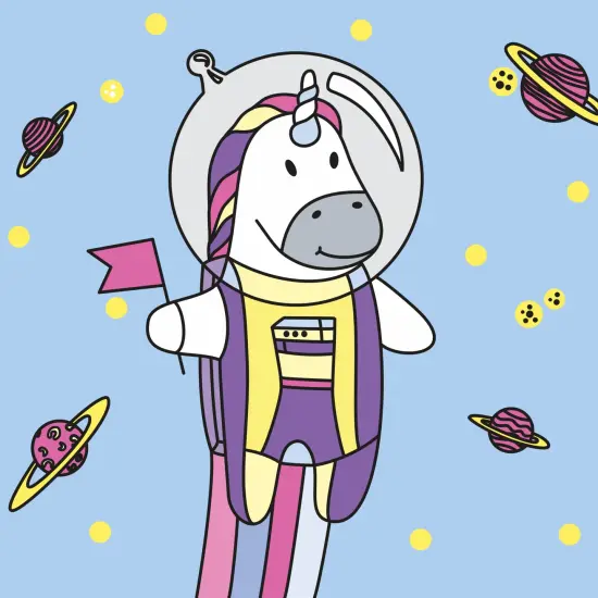 Artwille Paint by Outlines for Kids, Acrylic Painting Kit - "Spaceman", 7.9 x 9.9 in {1}