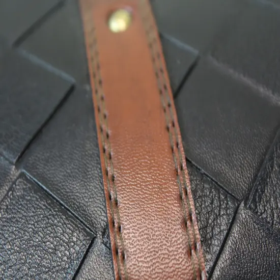 Wooden Leather Round Top Treasure Chest, Decorative storage Trunk with Lockable Latch {6}