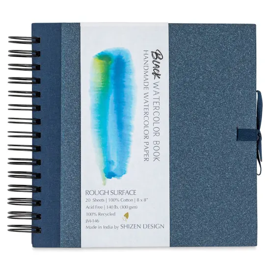 Shizen Design Black Watercolor Journal - 8" x 8", Rough {1}