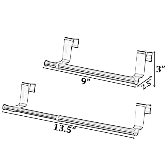 Chrome Over the Door Extendable Towel Holder Rack for the Kitchen, Vanity, and Bathroom {5}