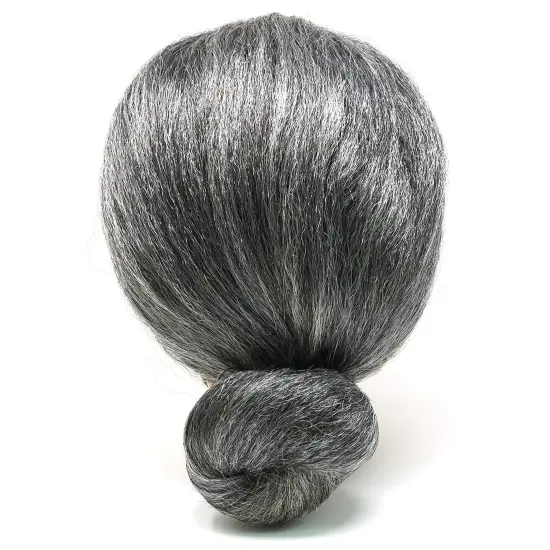 Old Lady Costume Wig - Silver Granny Bun Wig Costume Accessories - 1 Piece {4}