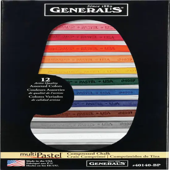 General's MultiPastel Compressed Chalk Sticks 12/Pkg-Assorted Colors {1}