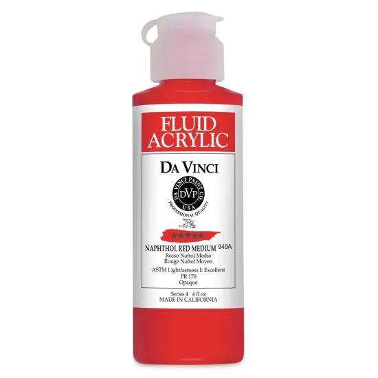 Da Vinci Fluid Acrylics - Napthol Red Medium, 4 oz bottle {1}