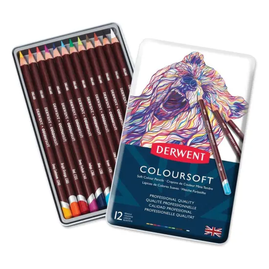 Derwent Coloursoft Pencil Set - Assorted Colors, Tin Box, Set of 12 {2}