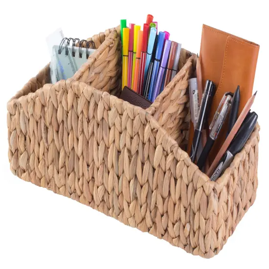 Natural Water Hyacinth Storage Decorative Desk Organizer Caddy {1}