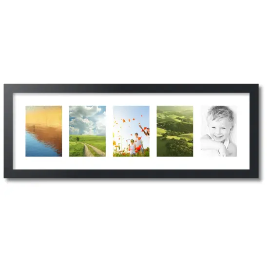 ArtToFrames Collage Photo Picture Frame with 5 - 5x7 inch Openings, Framed in Black with Over 62 Mat Color Options and Plexi Glass (CSM-3926-152) {1}