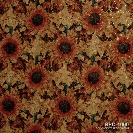 Belagio Cork Fabric, 18" x 15", Sunflower Print, Red Multi {1}