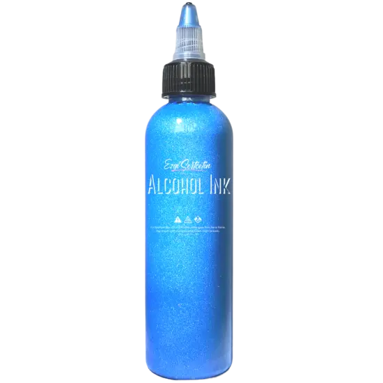 Premium Alcohol Ink | Metallic and Vibrant | High Saturated Unique Colors | For Tumblers, Coasters, Resin Dye, Alcohol Ink Paper, Yupo, Resin Petri Dish | 4 oz by volume | by Ezgi Sertcetin Metallic sky blue {1}