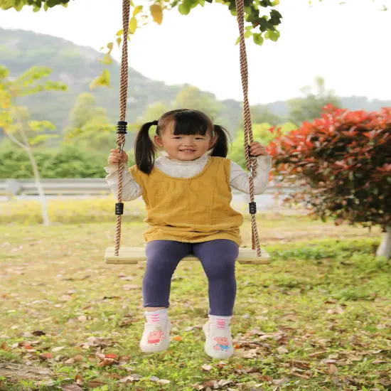 Wooden Swings with 4 Included Ropes, Tree Swing, Swing Bar, Climbing Rope Ladder and Swing Seat {2}