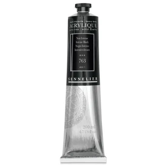 Sennelier Extra-Fine Artist Acryliques - Intense Black, 200 ml tube {1}
