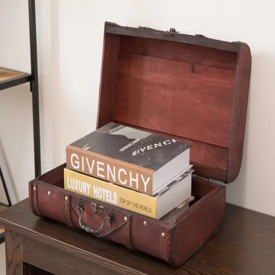 Pirate Style Cherry Vintage Wooden Luggage with X Design {2}