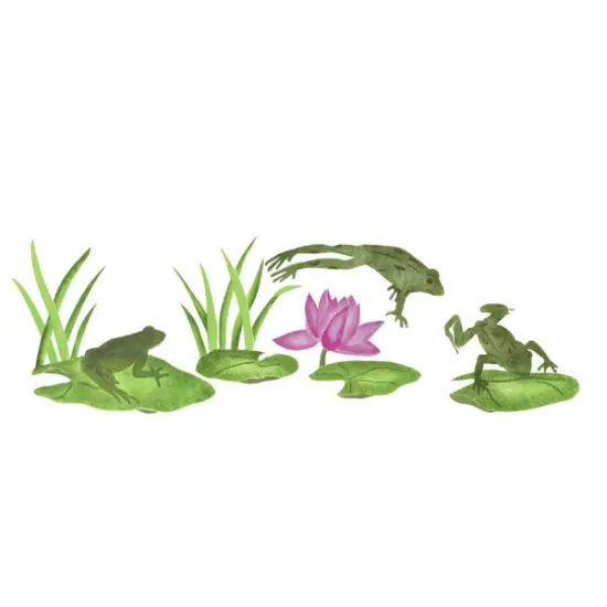 Frog and Lily Pads Wall Stencil | 2627 by Designer Stencils | Animal & Nature Stencils | Reusable Art Craft Stencils for Painting on Walls, Canvas, Wood | Reusable Plastic Paint Stencil for Home Makeover | Easy to Use & Clean Art Stencil {1}