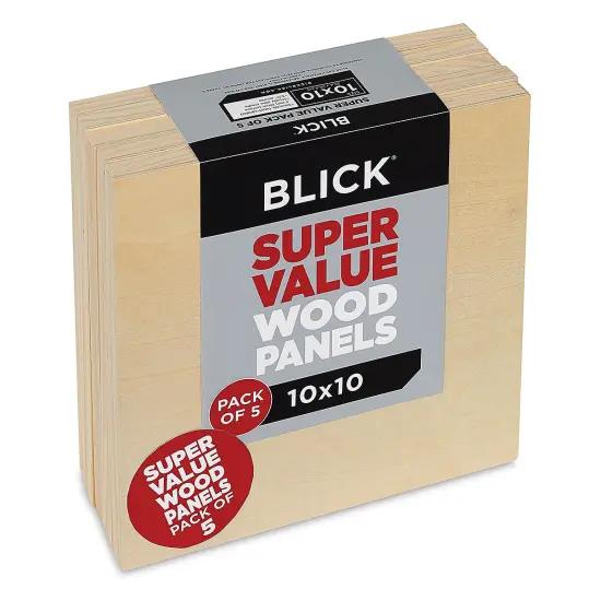 Blick Super Value Wood Panel Pack - 10" x 10", Pkg of 5 {1}