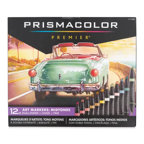 Prismacolor Premier Dual-Ended Art Markers - Mid Tones, Set of 12 {1}