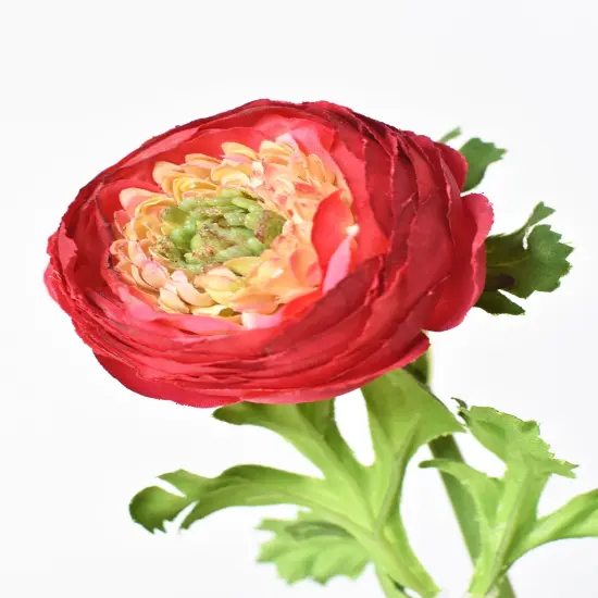 13" Faux Red Ranunculus Stem {1}