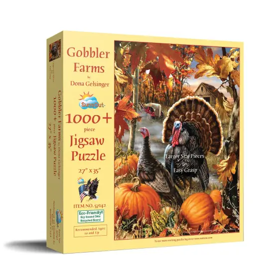 Sunsout Gobbler Farms 1000 pc Large Pieces Thanksgiving Jigsaw Puzzle 57142 {3}