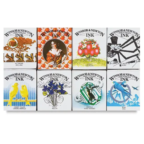 Winsor & Newton Drawing Ink Set - 14 ml, Introductory , Set of 8 {1}