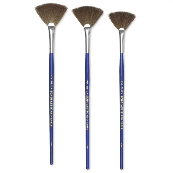 Blick Scholastic Short Handle Red Sable Brush Set - Fan, Set of 3 {2}