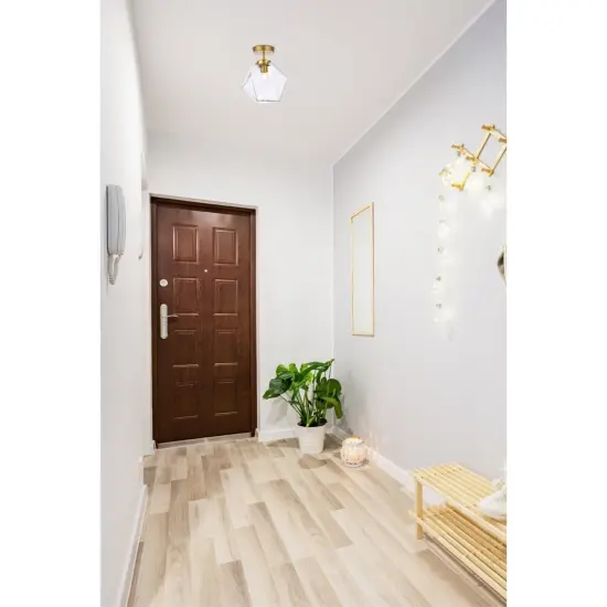 Lawrence 1 light brass and clear glass flush mount {2}