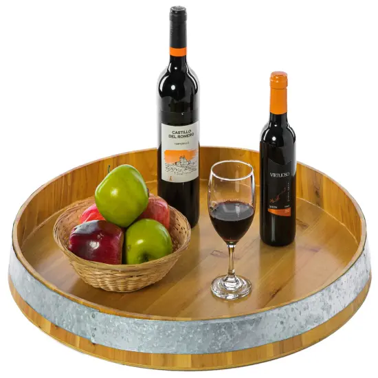 Large Barrel Head Decorative Storage Serving Tray {1}