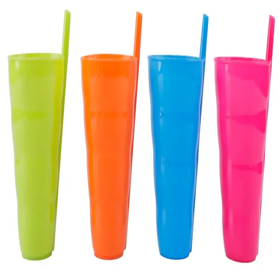 Reusable Plastic Cups with Straw {1}