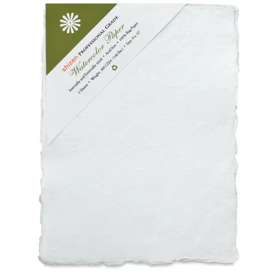 Shizen Professional Watercolor Paper - 9" x 12", Cold Press/Rough, Pkg of 5 Sheets {2}