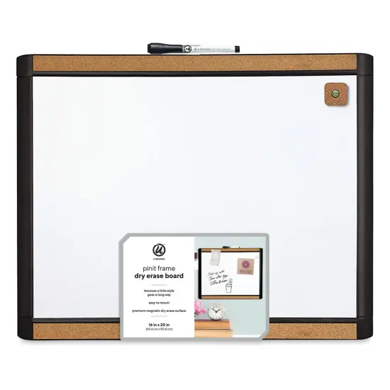 U Brands Combo Dry Erase Board - Pin-It Black Frame {1}