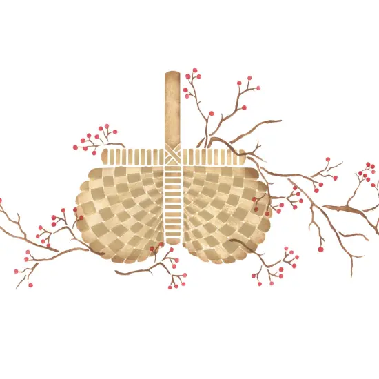 Medium Winterberry Basket Wall Stencil | 3592 by Designer Stencils | Reusable Art Craft Stencils for Painting on Walls, Canvas, Wood | Reusable Plastic Paint Stencil for Home Makeover | Easy to Use & Clean Art Stencil {2}