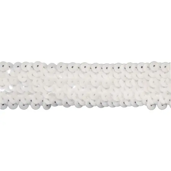 Belagio Stretch Sequin Trim, 1" Wide, 10-Yard Bolt, White {1}