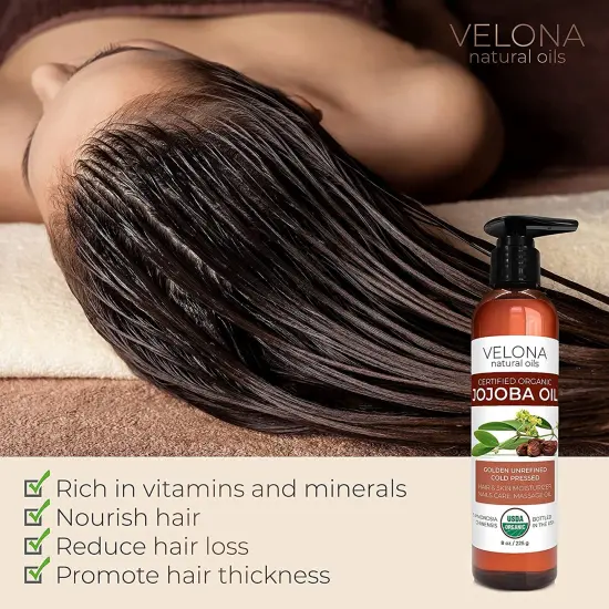 Velona Jojoba Oil USDA Certified Organic - 8 oz | 100% Pure and Natural Carrier Oil| Golden, Unrefined, Cold Pressed, Hexane Free | Moisturizing Face, Hair, Body, Skin Care, Stretch Marks, Cuticles | Use Today - Enjoy Results {4}