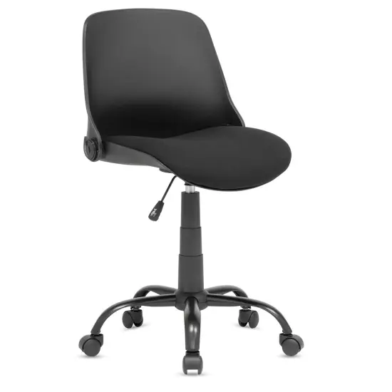 Studio Designs Folding Back Modern Swivel Office Task Chair - Black, 22"W x 22"D x 37-1/2"H {1}