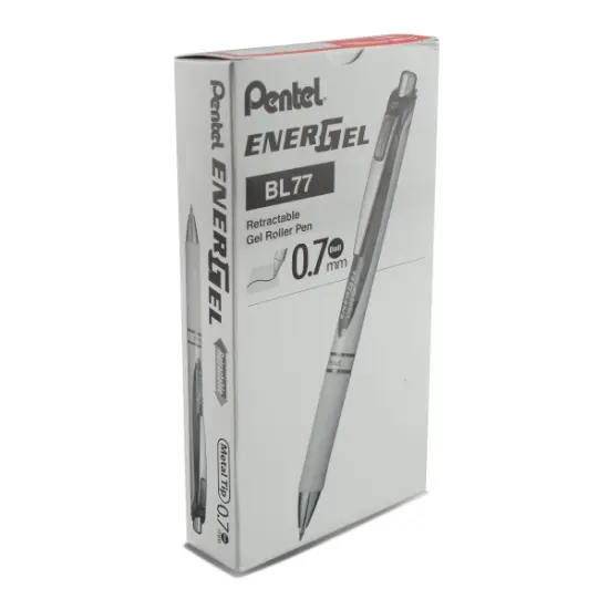 EnerGel Pearl Retractable Liquid Gel Pen, (0.7mm) Metal Tip, Medium Line, Red Accent, Red Ink {2}