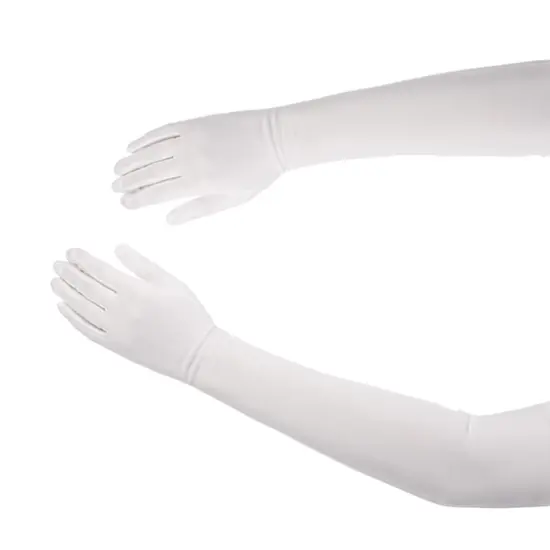 White Satin Opera Gloves - Roaring 20's Fancy Flapper Elbow Gloves - 1 Pair {5}