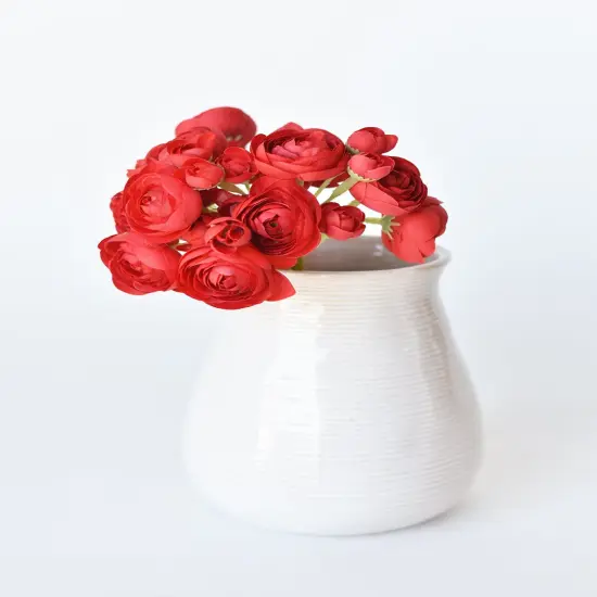 10.5" Faux Red Ranunculus Stem Bundle {4}