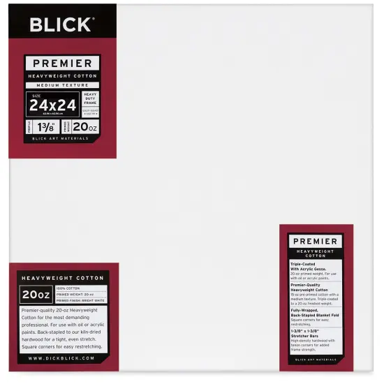 Blick Premier Heavyweight Stretched Cotton Canvas - 24" x 24", 1-3/8" Profile {1}