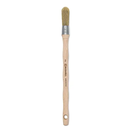 Escoda Natural Bristle Brushes - Round Domed, Size 2, Long Handle {2}