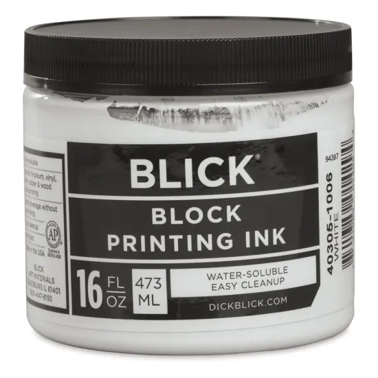 Blick Water-Soluble Block Printing Ink - White, 16 oz Jar {1}