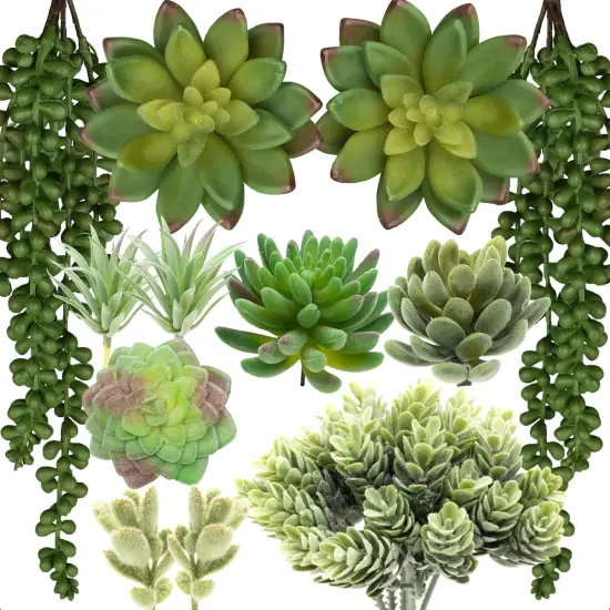 12 Pack Bulk Large Assorted Realistic Artificial Faux Succulents Aloe Plants Realistic Fake Succulent Plants, Largest Set of Succulents {1}