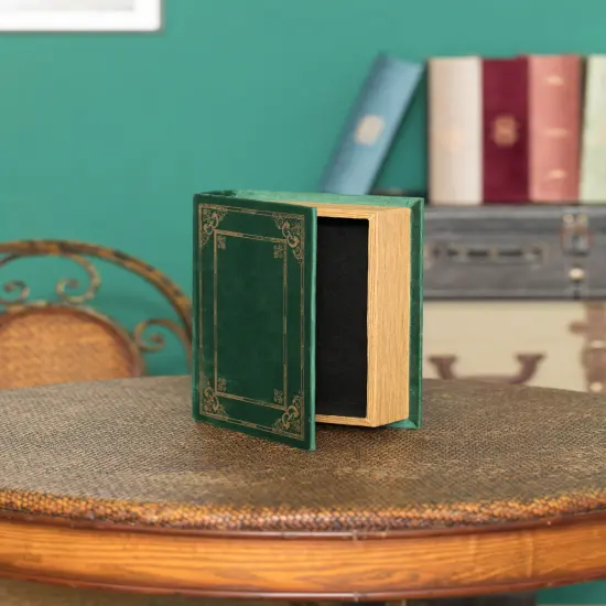 Decorative Vintage Book Shaped Trinket Storage Box Green {2}